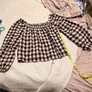 Cream/Black Plaid Boutique Top